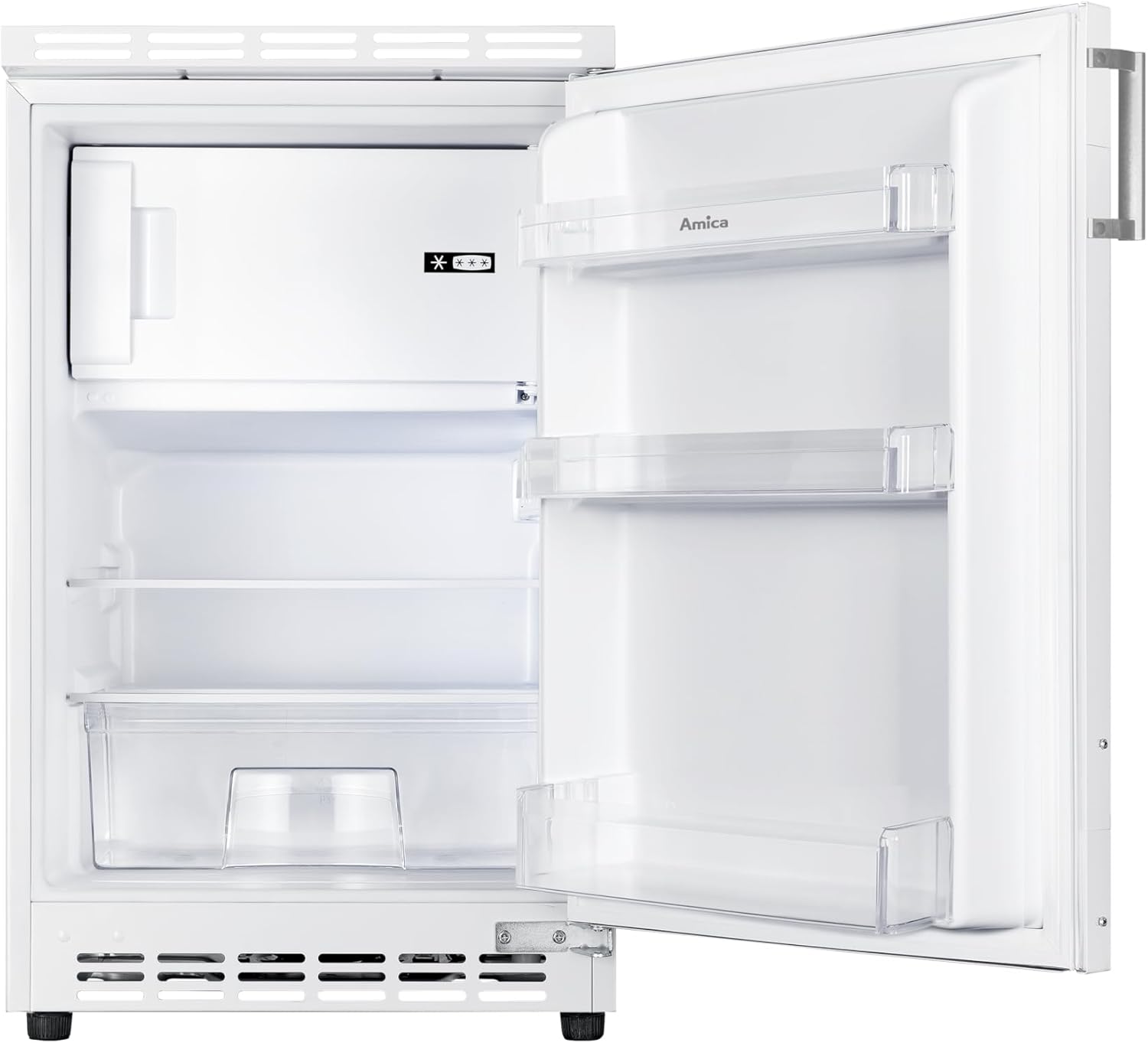 Amica Unterbau Kühlschrank dekorfähig für 815 cm Nische elektronische Steuerung Inverter Kompressor LED Beleuchtung Tür-Offen-Alarm, 82 liters