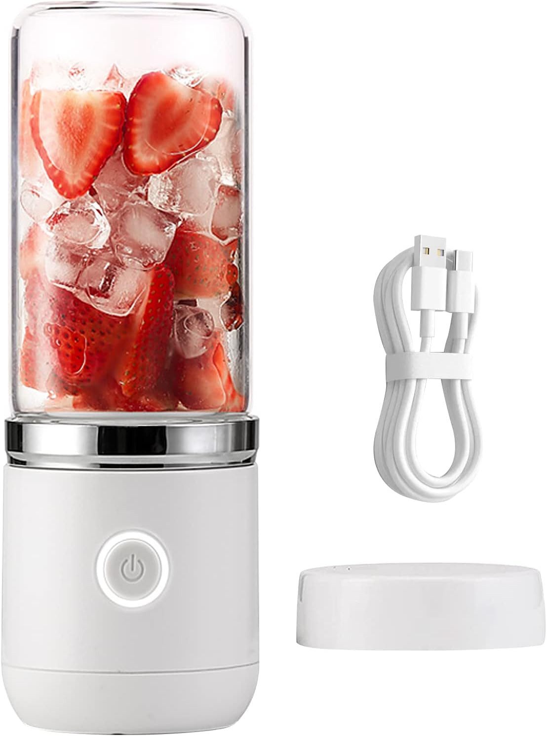 Smoothie-Maker Tragbarer Mixer, USB Mini Smoothie Blender 350ml Wiederaufladbar Weiß