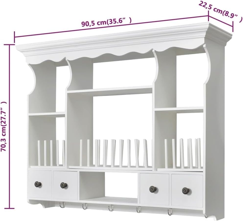 vidaXL Pensile a Muro da Cucina in Legno Bianco Armadietto Vetrinetta Credenza