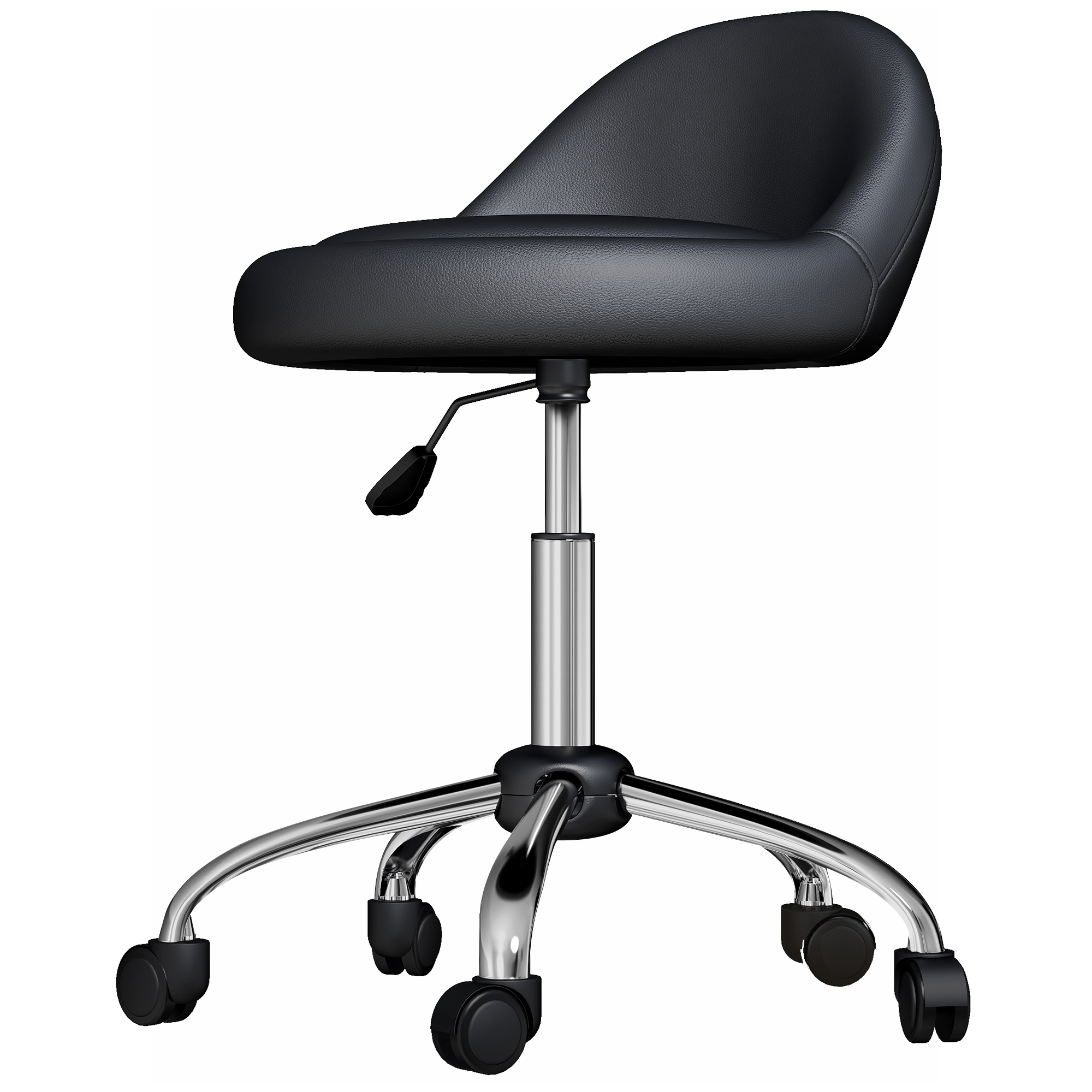 HOMCOM Arbeitshocker Drehhocker Rollhocker, höhenverstellbar, drehbare Sitzfläche, 50cm x 50 cm x 83 cm, Schwarz + Silber
