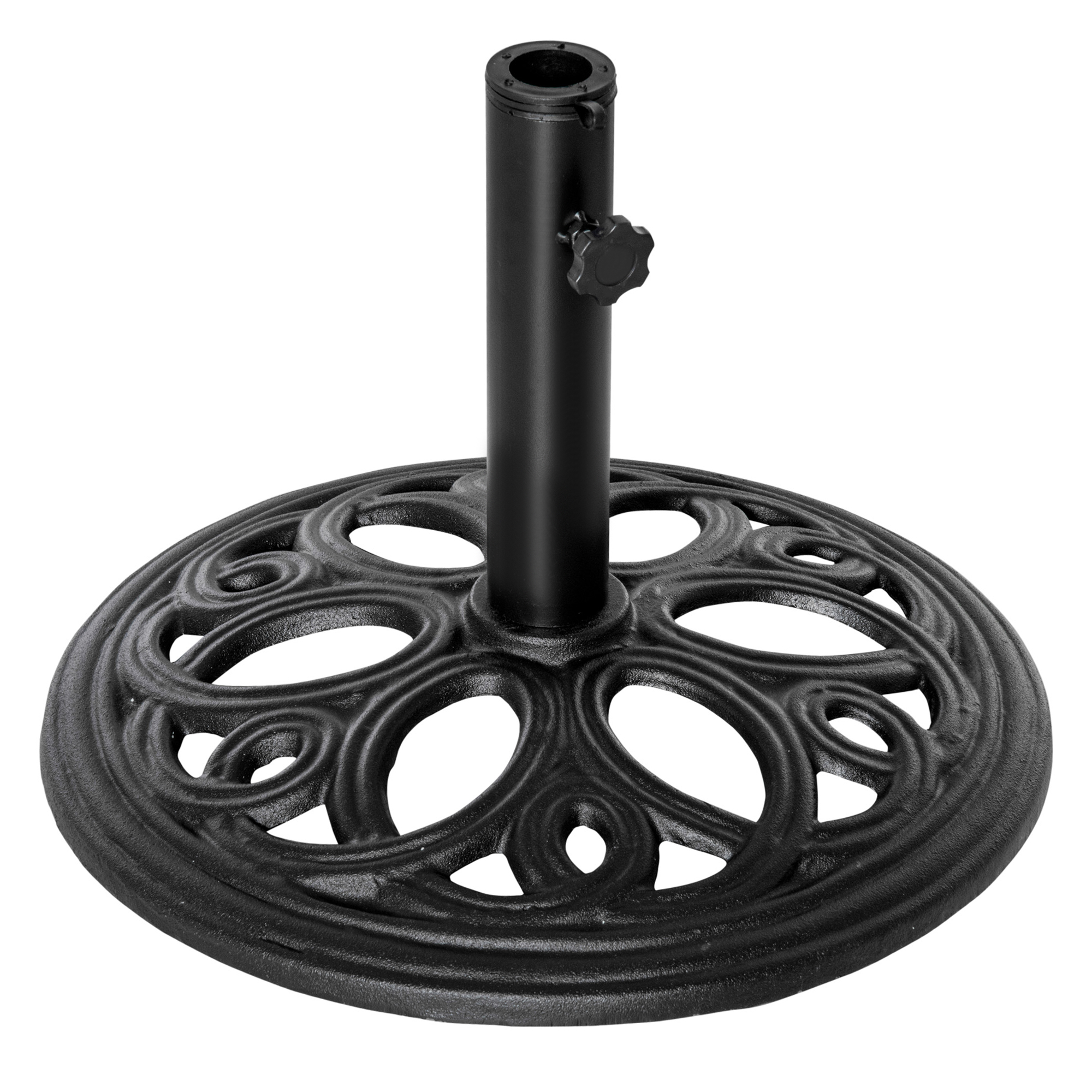 Outsunny Runder Gusseisen Sonnenschirmständer 11,5 kg, für Masten von Ø 38 und 48 mm, für Garten Terrasse Pool, Ø 45 x 33,5 cm, Schwarz