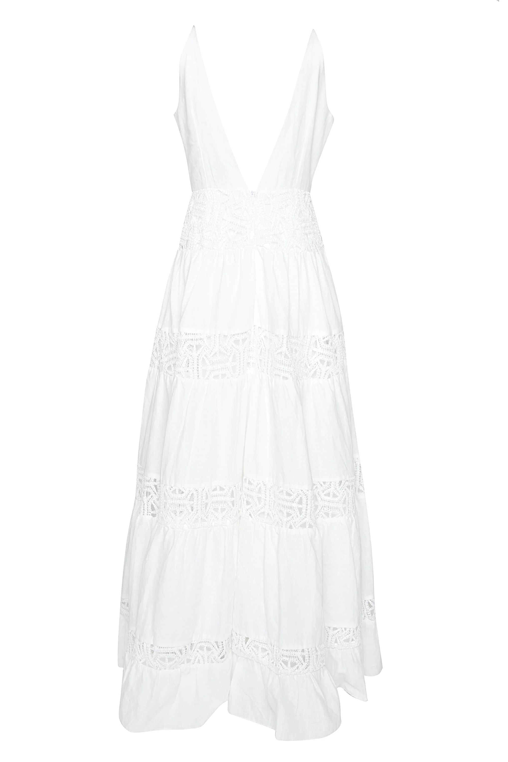 White Crochet Trim Maxi Dress