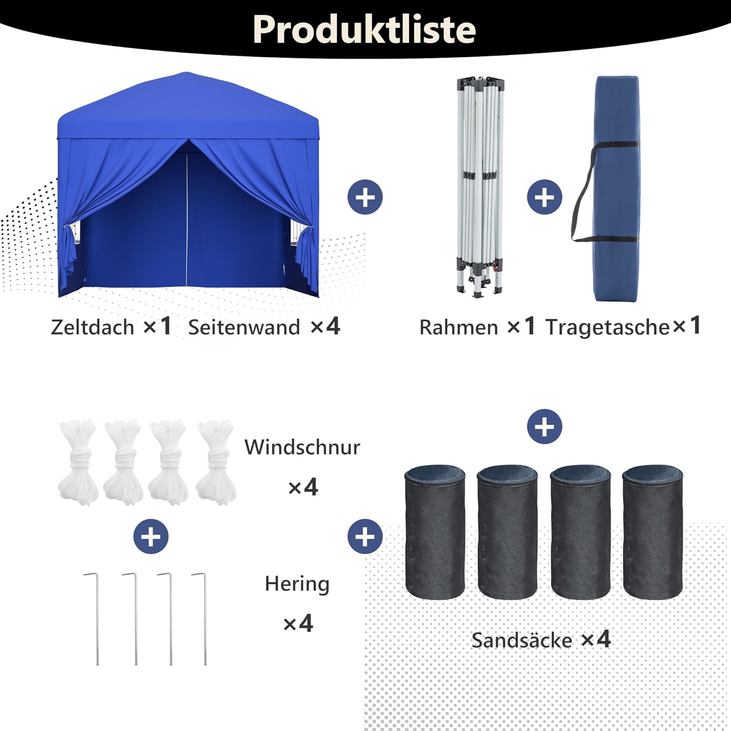 Sonnenschutz Überdachung Terrasse Garten Pavillon 3x3m wasserdicht stabil Winterfest mit 4 Seitenwänden höhenverstellbar Faltpavillon für Camping Party & Hochzeit inkl. Sandsäcke & Abspannseile
