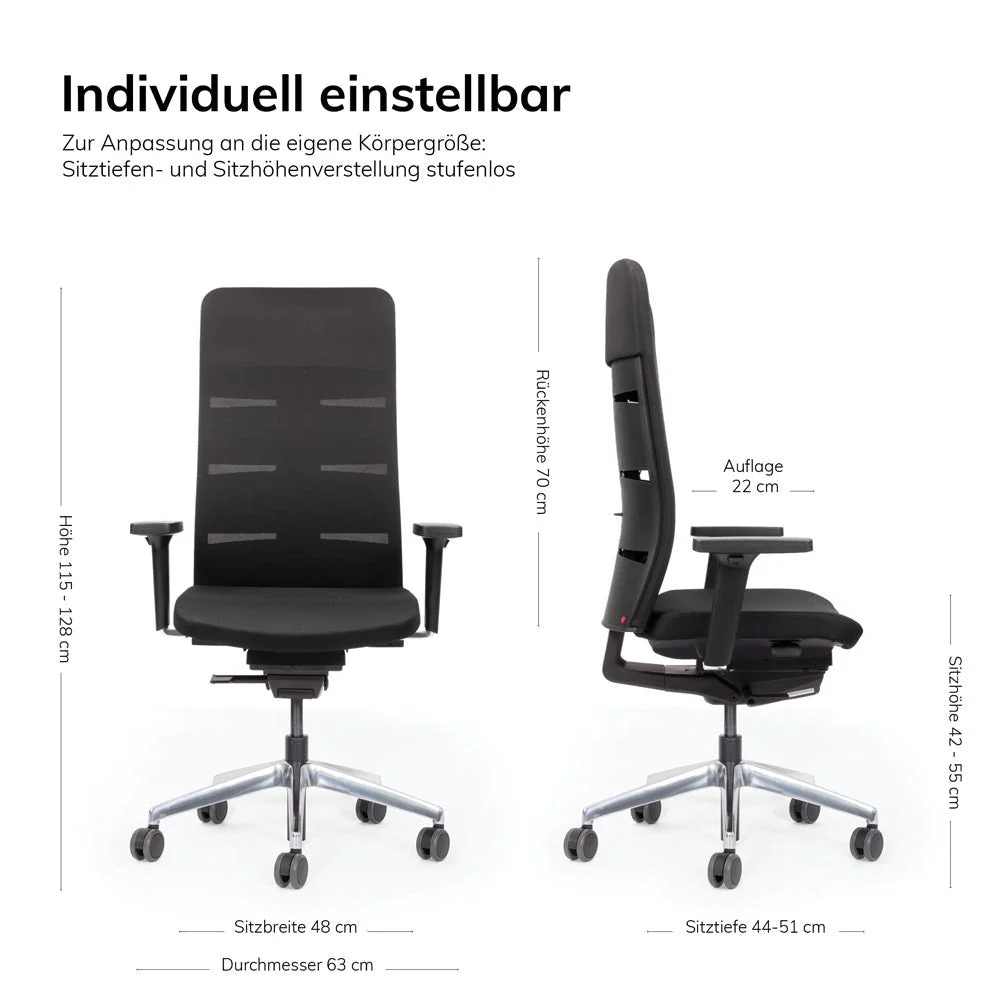 Sedia da ufficio ergonomica con schienale a rete Agilis Matrix MT13 | Colore Nero