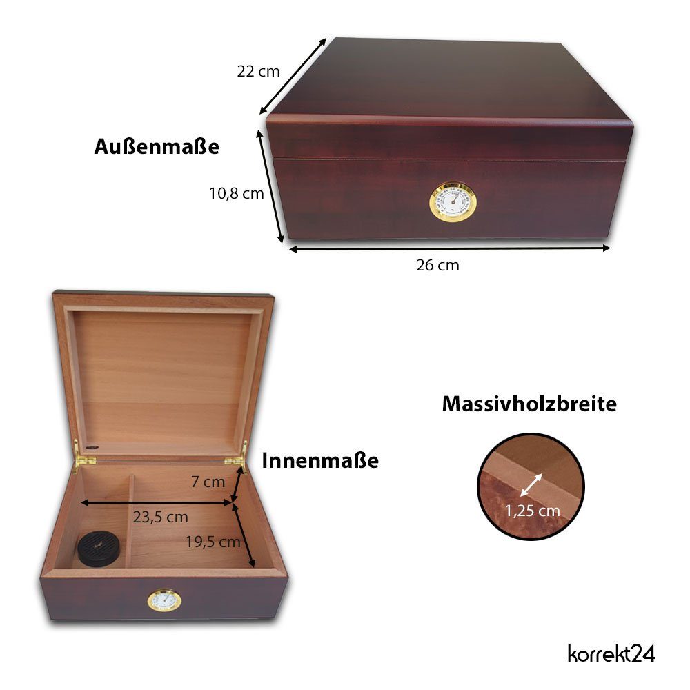 Humidor Set, Mahaghoni Finish, Für ca. 50 Zigarren