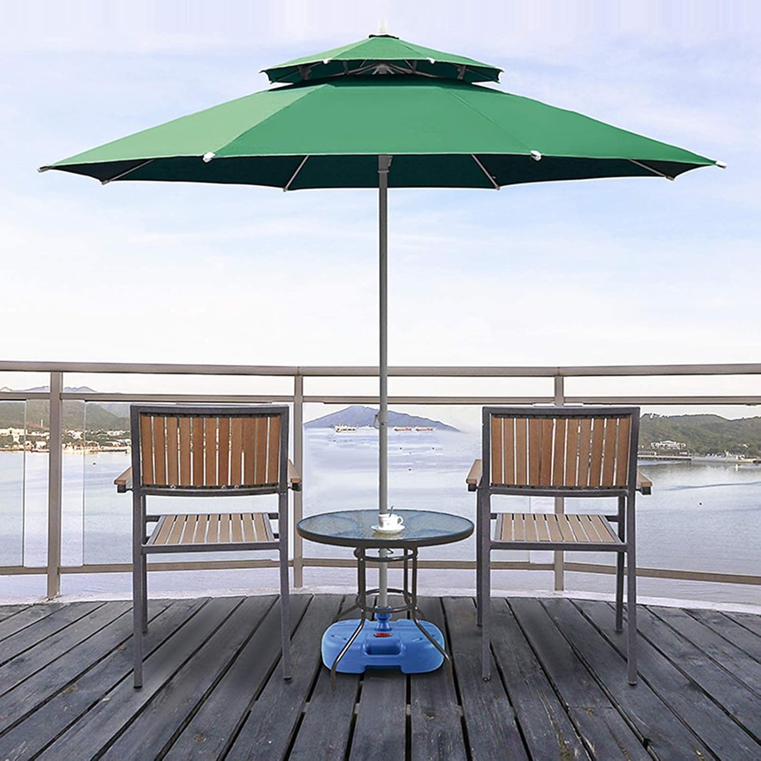 Garten Parasols Garten Parasol, Regenschirm, Doppel -Top -Parasol, runder Regenschirm, abnehmbar, für Outdoor, Strand, Innenhof, Terrassenschild im Freien Parasole