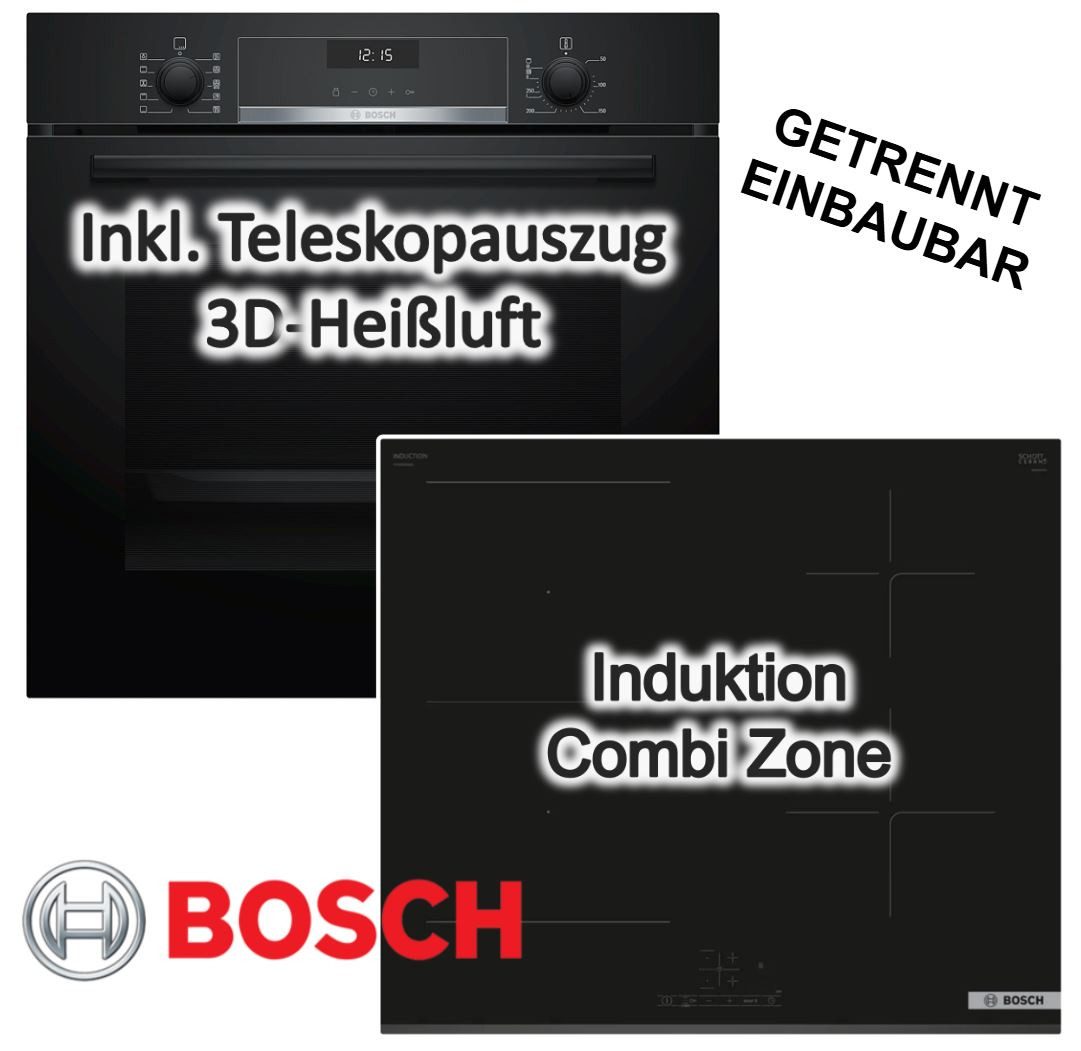 Backofen-Set EcoCleanDirect Teleskop + Induktionskochfeld PowerBoost autark 60 cm