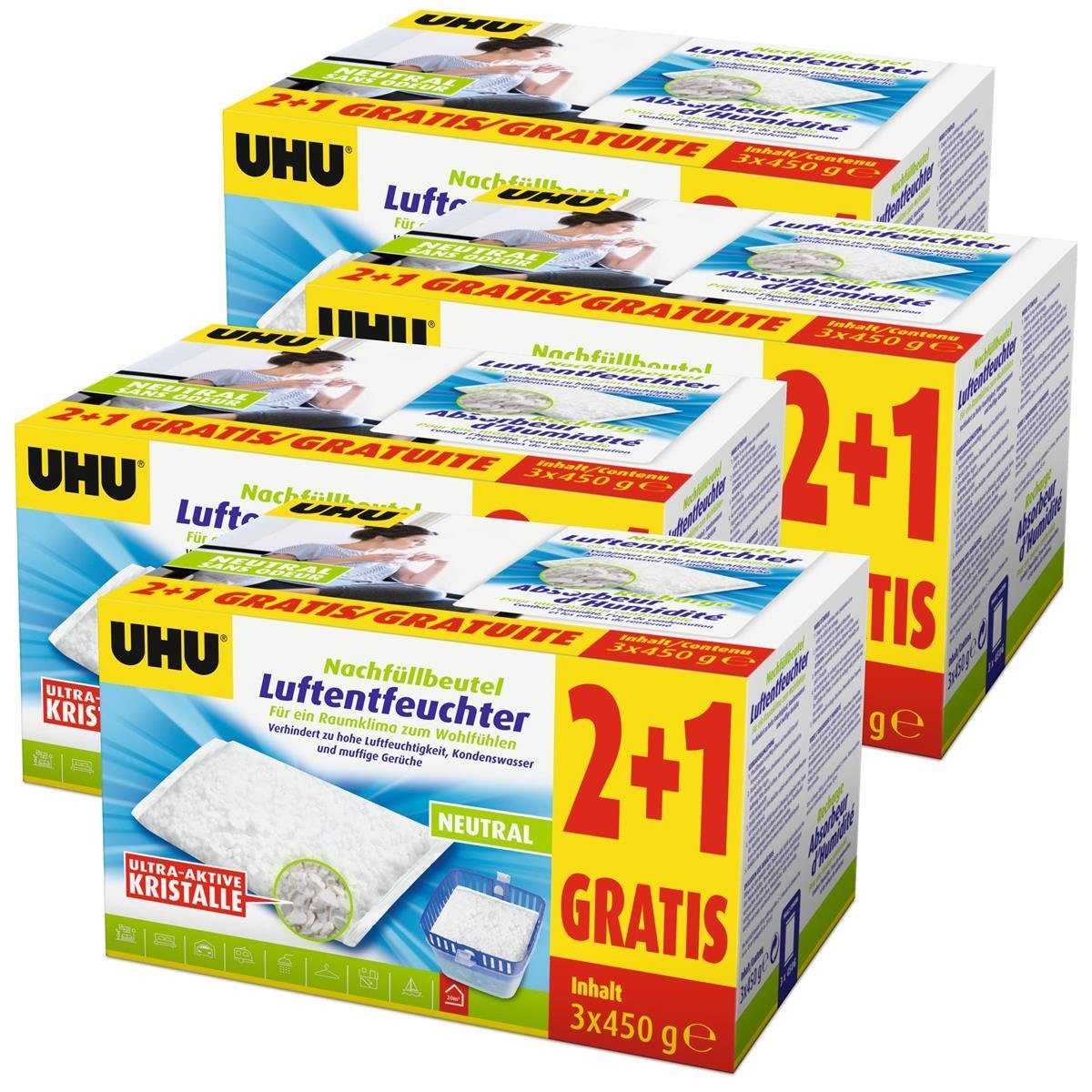 Luftentfeuchter UHU Original Luftentfeuchter Nachfüllbeutel 3x450g Neutral air max (4e