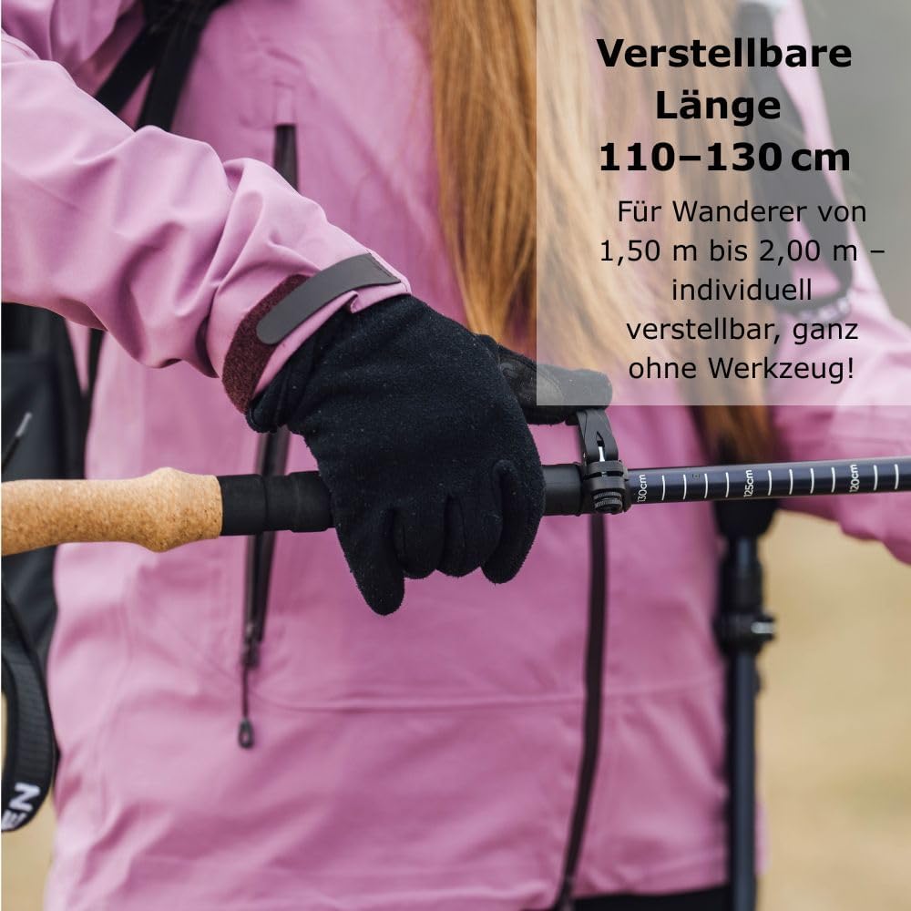 BOLLSEN Expedition Pro Wanderstöcke faltbar – Leichte Aluminium Trekkingstöcke, faltbar & höhenverstellbar – verstellbare Stöcke für Wandern, Trekking & Nordic Walking