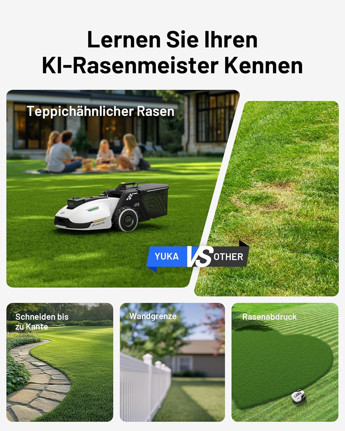 MAMMOTION YUKA Mini 700 robotmaaier zonder begrenzingsdraad, NetRTK+Vision, geen RTK-antenne nodig, automatische kartering, aanbevolen 700m2, max. 1100m2, met 4G-module, 50% helling