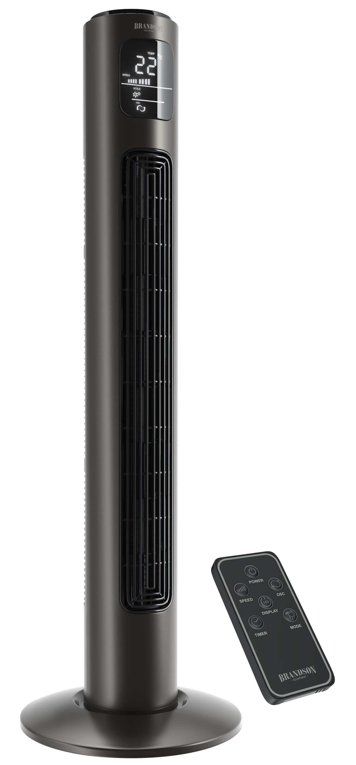 Turmventilator Oszillation 65°, Timer, Fernbedienung, Standventilator 96cm, Aschgrau