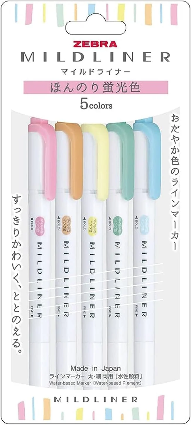 Zebra Mildliner Highlighter 5-Color Set (WKT7-5C-N)
