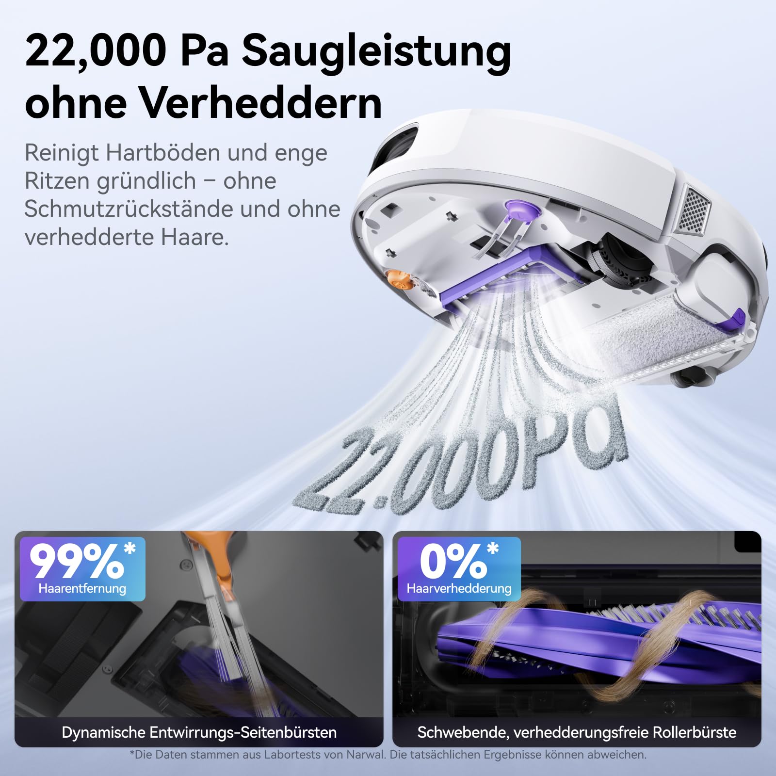 Saugroboter mit selbstreinigendem Wischmopp 22000 Pa Saugkraft FlowWash-Reinigungssystem