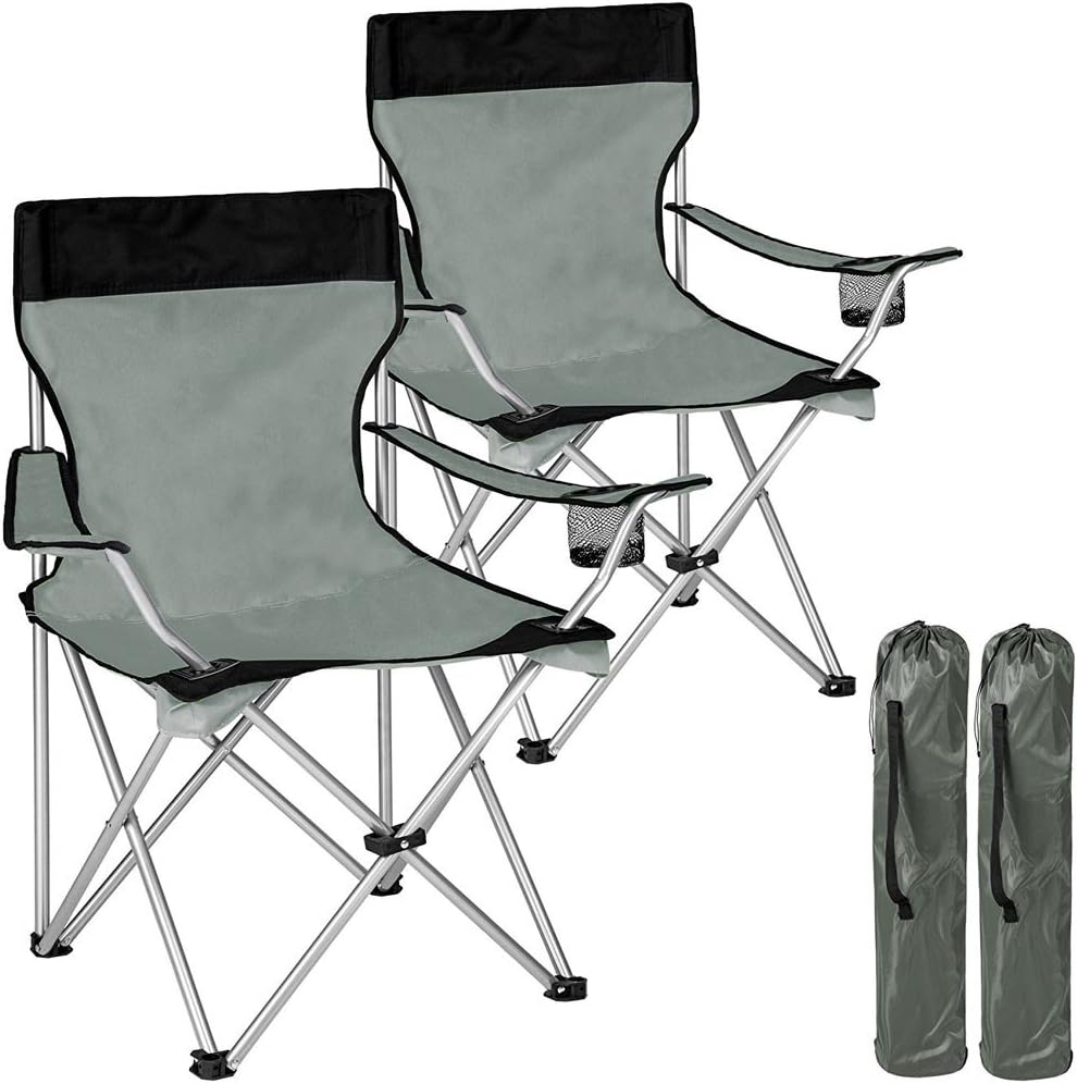 BAKAJI Coppia Sedie Pieghevoli da Campeggio con Borsa Camping Sedia Mare Spiaggia Pesca da Esterno in Acciaio e Poliestere con Vano Porta Bibite e Smartphone (Blu)