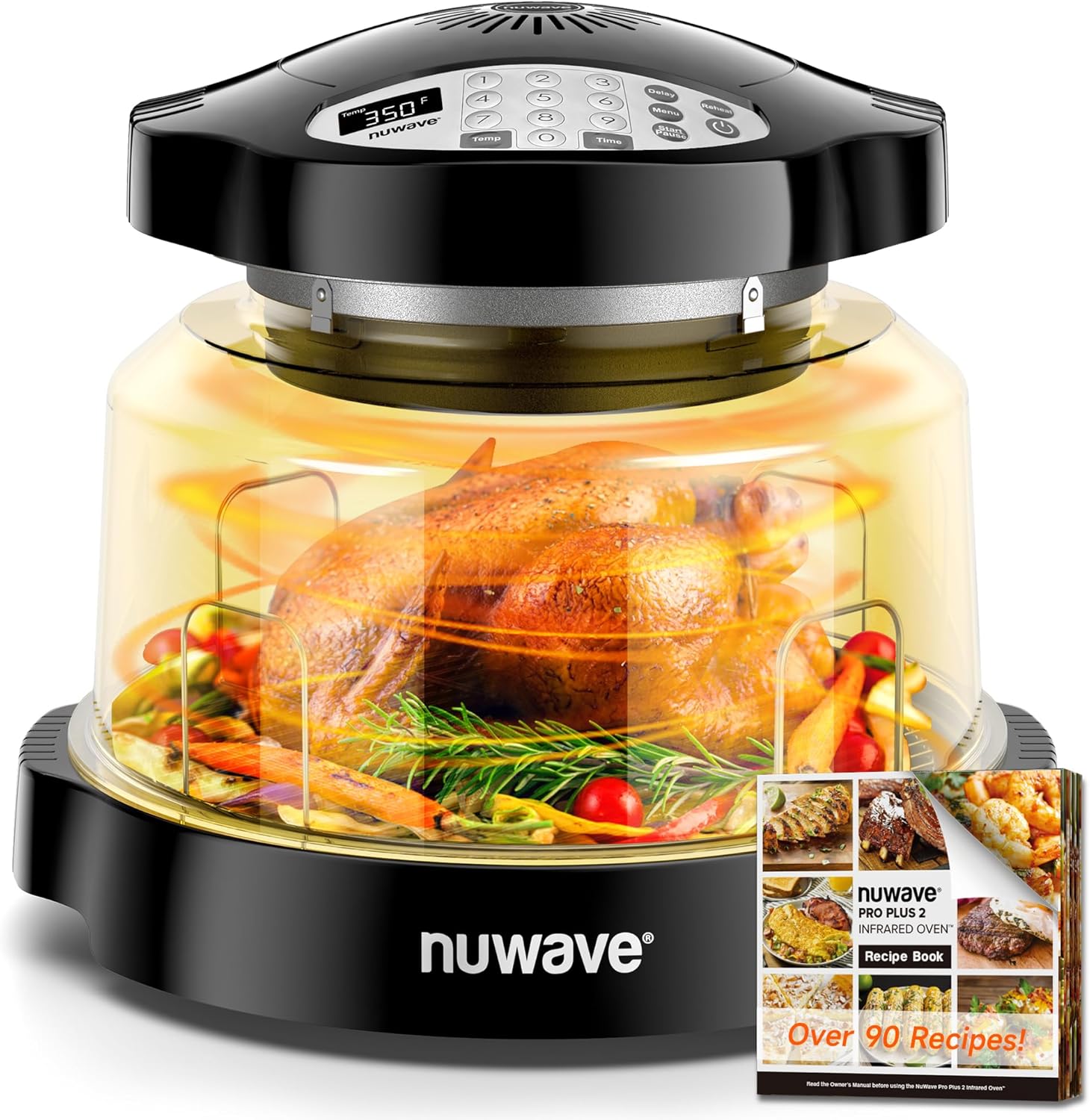 Nuwave Oven Pro Plus Friggitrice ad aria, piano cottura a infrarossi, convezione avanzata 2024, senza sbrinamento o preriscaldamento, cottura fresca o congelata, cupola di alimentazione durevole, 100