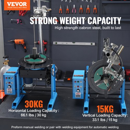 VEVOR Schweißdrehtisch 80 W Schweißpositionierer 1-12 U/min Manipulator 30 kg(Horizontal)/15 kg(vertikal) Drehtisch 0–90° Neigungswinkel KD200-Dreibackenfutter zum Schneiden, Schleifen, Montieren