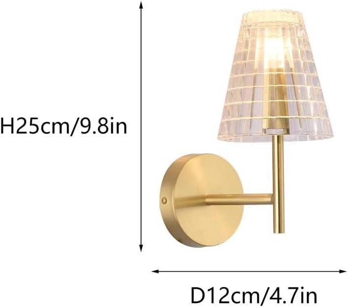 Wandleuchten, Schlichte Geometrische Wandleuchte Mit Glasschirm, Goldfarbene, Halbaufgesetzte Wandleuchte E14, Komplett Aus Kupfer Gefertigte Wandleuchten Für S