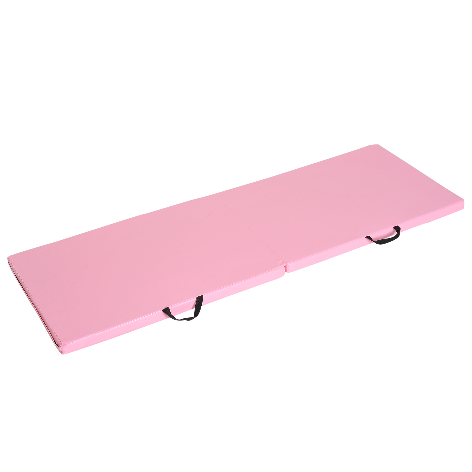 HOMCOM Gymnastikmatte Yoga Pilates Fitness faltbar tragbarer Großkomfort 180L x 60B x 5H cm synthetische Beschichtung Rosa