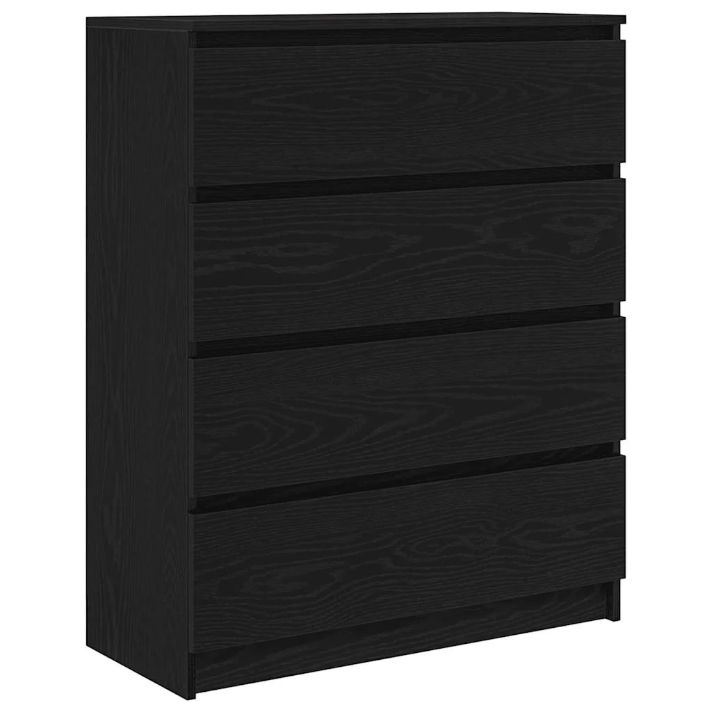 Credenza Rovere Nero 80x35x99 cm in Legno Multistrato
