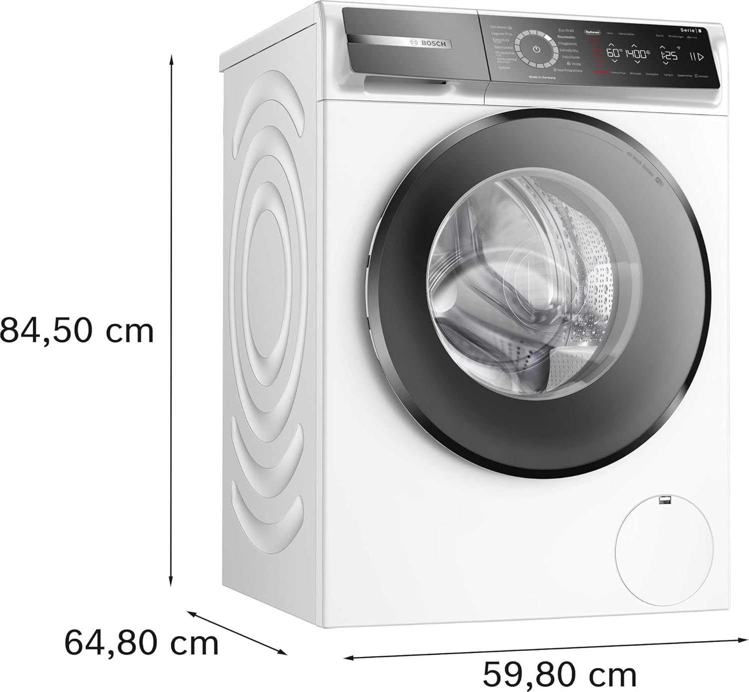 Bosch WGB244010, Serie 8, Smarte Frontlader Waschmaschine, 9 kg, 1400 UpM, Made in Germany, intelligente Waschmittel Dosierung i-Dos, entfernt 16 Fleckenarten, SpeedPerfect, spart Wasser & Energie