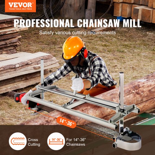VEVOR Tragbares Sägewerk Stahl Kettensägenmühle Sägemühle 5,08–300mm  Schnittstärke Geeignet für 355-914mm Kettensägeschienen ein flexibles Schneidführungssystem für Bauarbeiter, Holzarbeiter