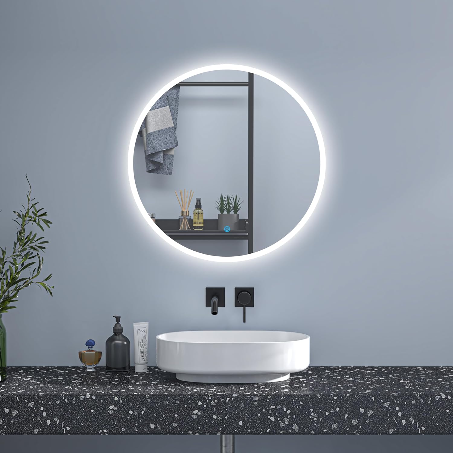 Specchio Rotondo Illuminato a LED, Specchio da Parete da Bagno 120 x 120cm, Specchio da trucco, Anti nebbia, Dimmerabile 3000K-6500K, Funzione di Memoria, IP44 impermeabile