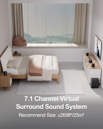 ULTIMEA Sound Bar Impianto Surround Virtuale per TV, Soundbar TV 7.1 330W, Soundbar per TV Impianto Audio Home Theater, App Controllo, Subwoofer, 4 Altoparlanti Surround, BT/OPT/AUX, Aura A40 : Elettronica