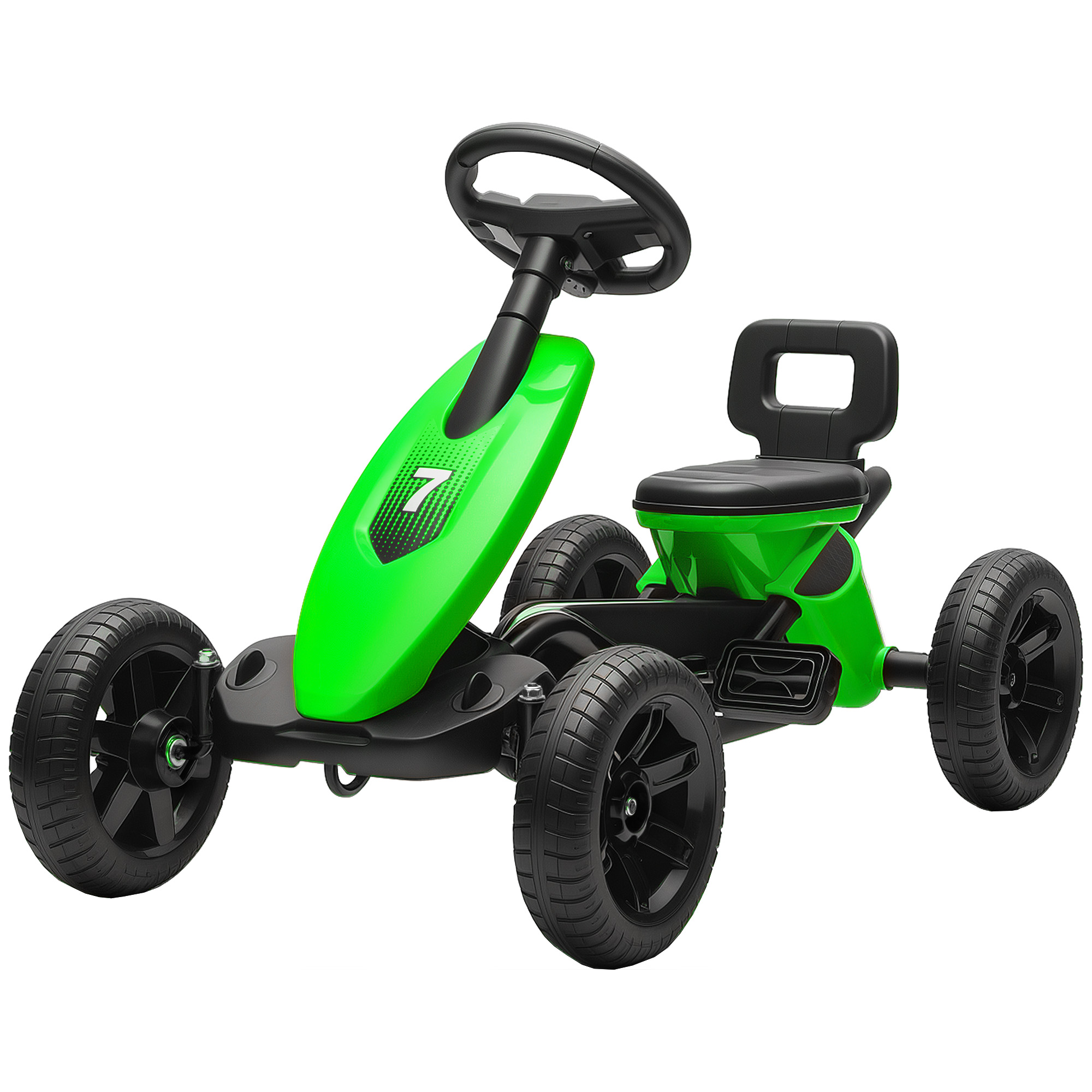 AIYAPLAY Pedal-Go-Kart für Kinder, Kinderkarting von 2 bis 5 Jahren mit leisen EVA-Rädern, Vorwärts- und Rückwärtsfahren, Grün