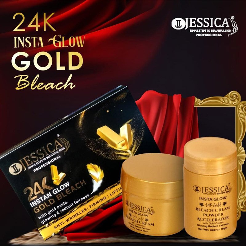 Jessica 24K Insta Glow Gold Bleach �?Instant Brightening with Gold Oxides