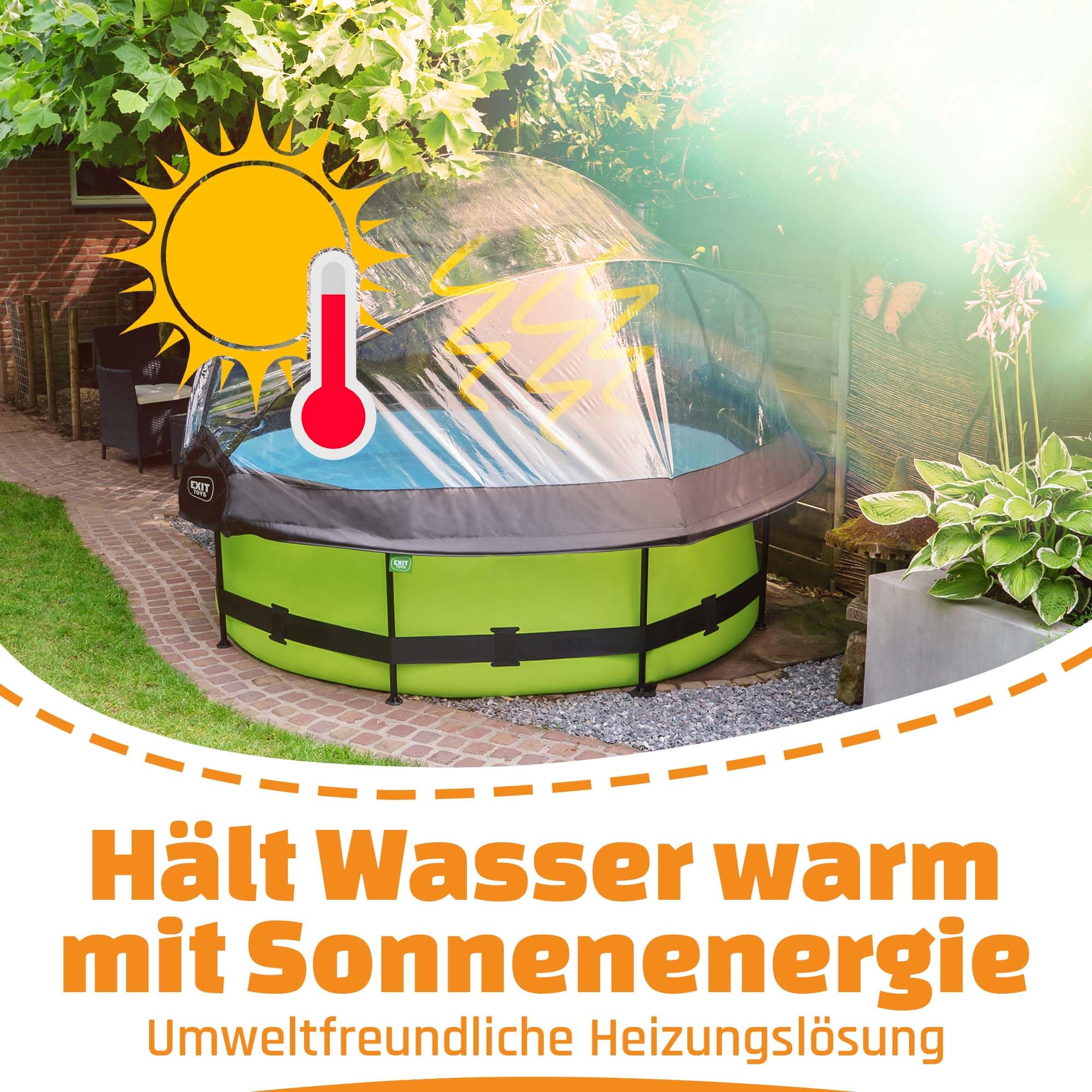 EXIT Toys Poolabdeckung 366 cm für Intex Bestway hält Wasser warm und sauber mit Verbindungsset transparent