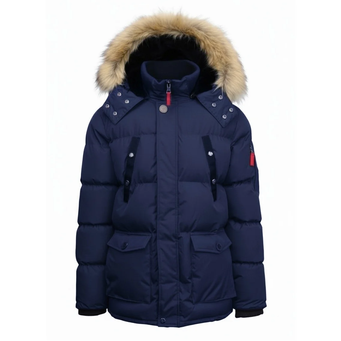 12 Pack Adult Heavy Parka Jacket with Fur Hood in Navy