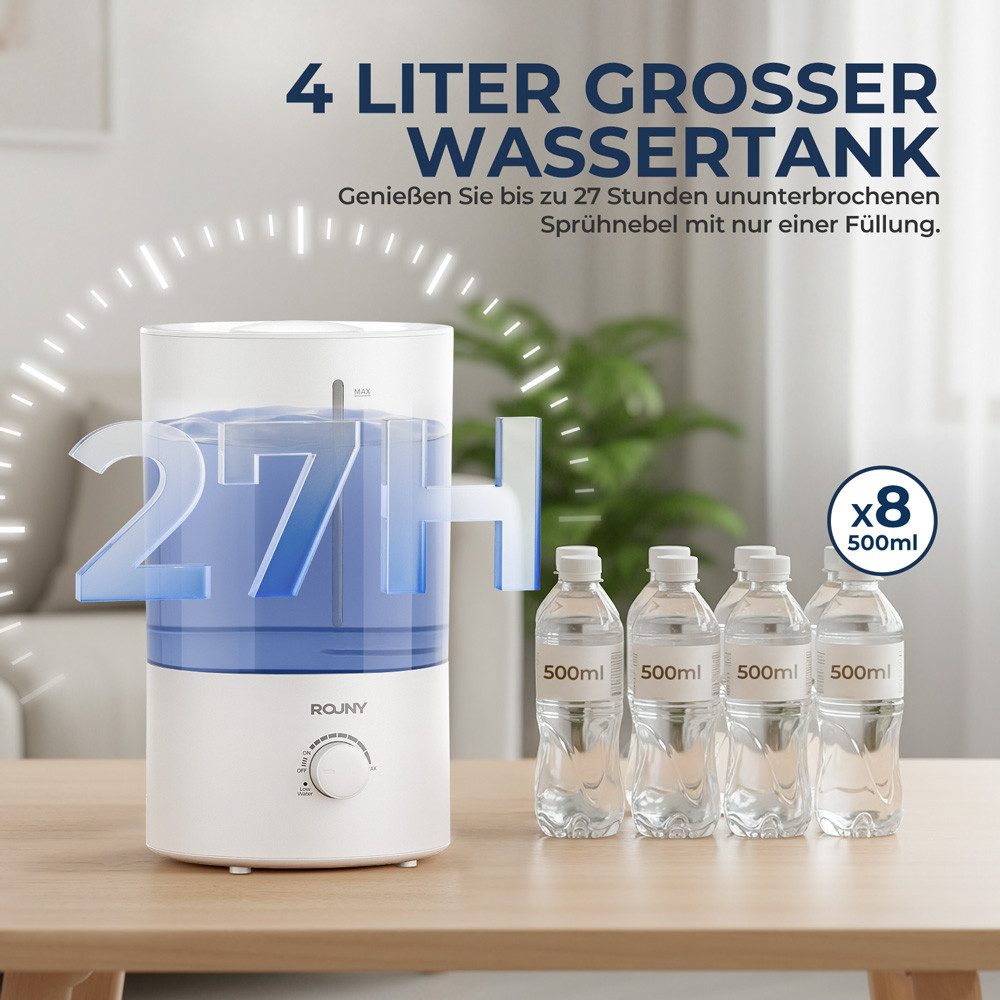 Luftbefeuchter Ultraschall Luftbefeuchter 4L leise mit 360° Nebelausstoß