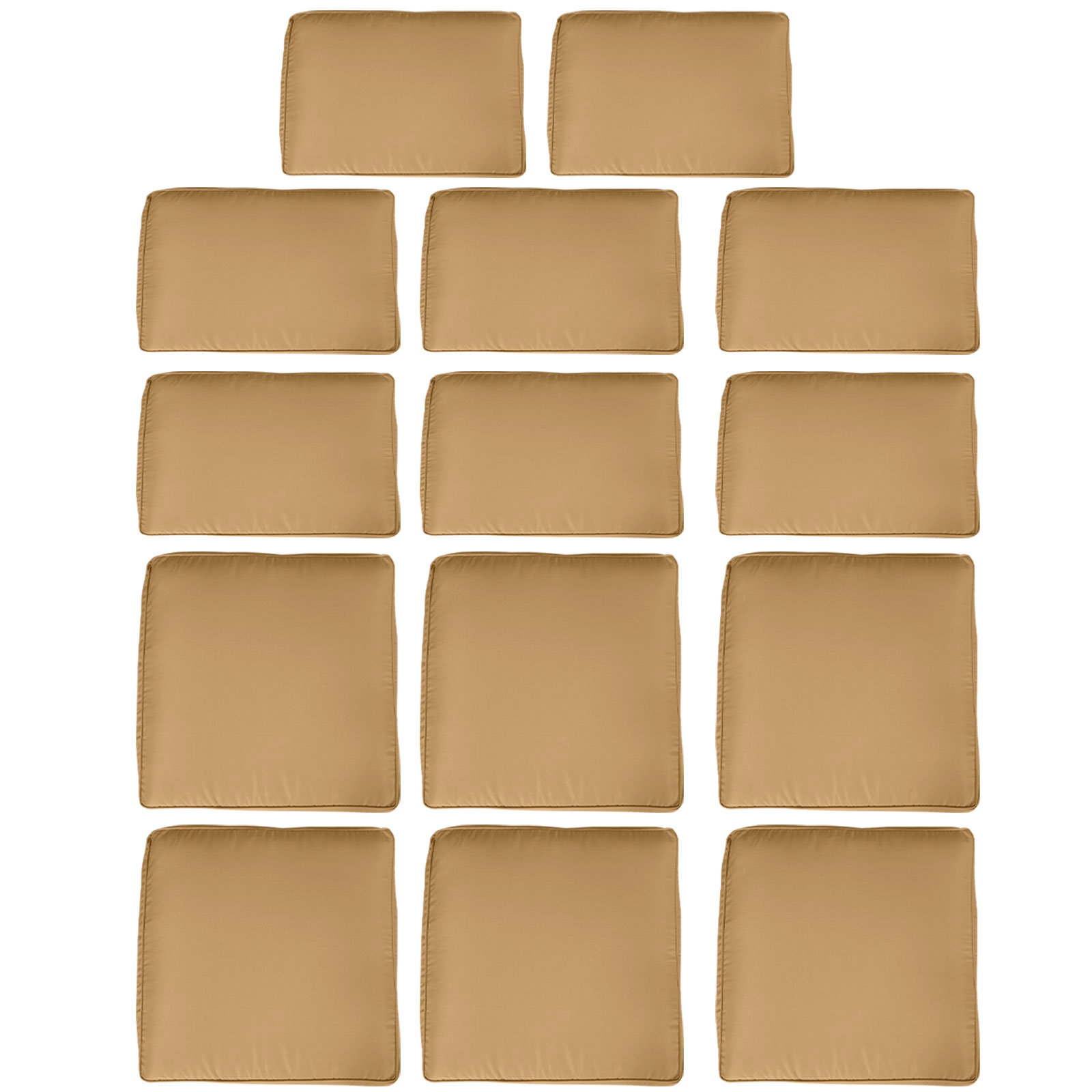 Outsunny Set mit 14 Ersatzbezügen für Gartenmöbelkissen - 6 Sitzkissenbezüge, 8 Rückenkissenbezüge Braun
