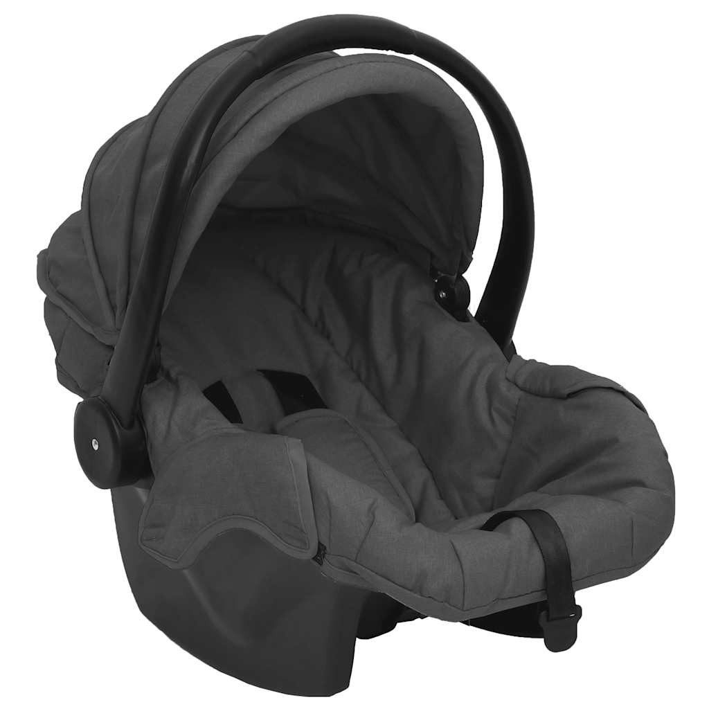 Kinder-Buggy 3-in-1 Kinderwagen Dunkelgrau und Schwarz Stahl