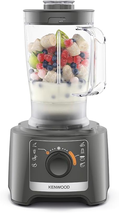 Kenwood MultiPro Compact FDP31.360GY, Robot da Cucina Multifunzione con Lama per Frullare, Disco per Impastare e Affettare, Spremiagrumi, Frullatore 1.2L, 2 Velocità+Pulse, Ciotola 2.1L, 800W, Grigio