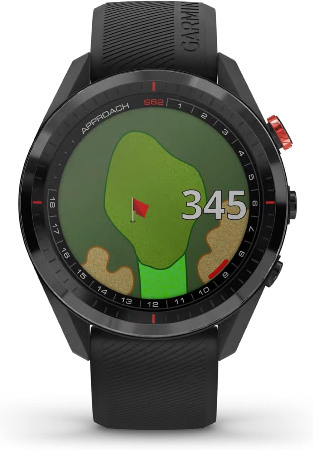 010-02200-00 Approach S62, Premium-Golf-GPS-Uhr, integrierter virtueller Caddie, Mapping und Vollfarbbildschirm, Schwarz