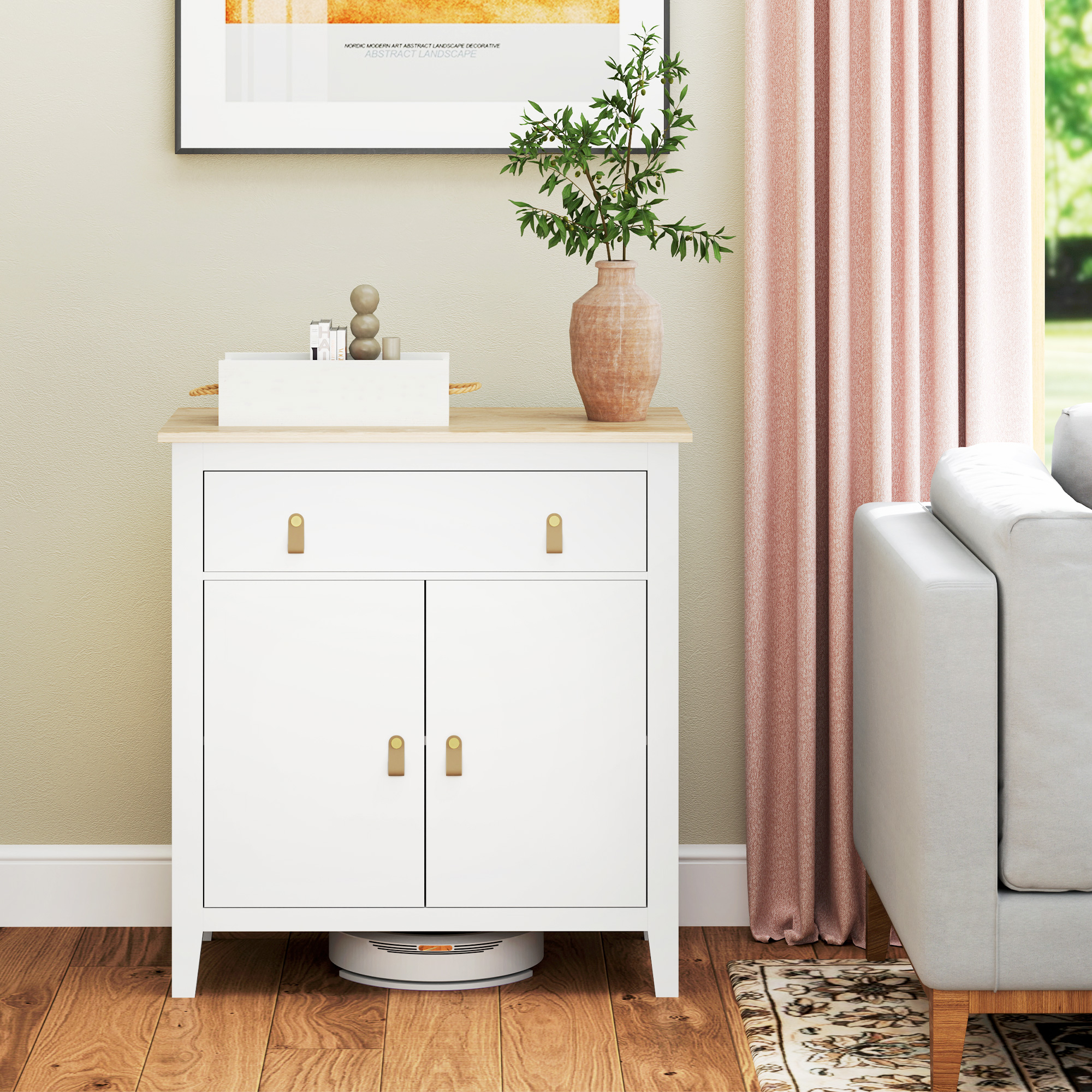 HOMCOM Sideboard Wohnzimmer Aufbewahrungsmöbel mit 2 Türen, Schublade und verstellbarem Regal, 80 x 40 x 90 cm, weiß