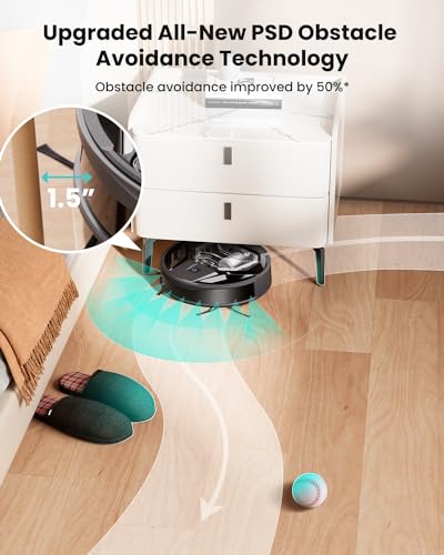 Lefant M320 Robot Vacuum Cleaner, Carpet Detection, 6,000 Pa Suction, Low Noise, 800ml Visible Dustbin, 210 Mins Runtime, Self Charging, Works with Alexa, Ideal for Hard Floor, Pet Hair, Black
