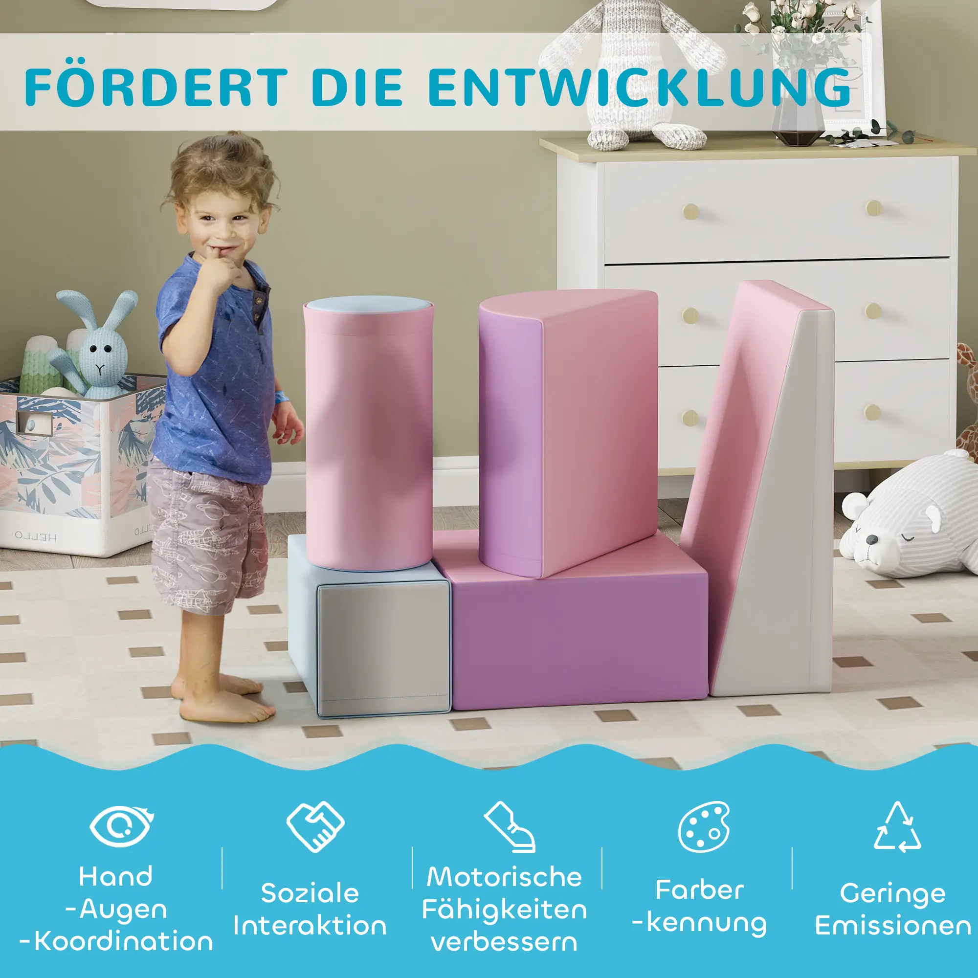 HOMCOM Softbausteine 5er-Set – Bauspielzeug für Kleinkinder