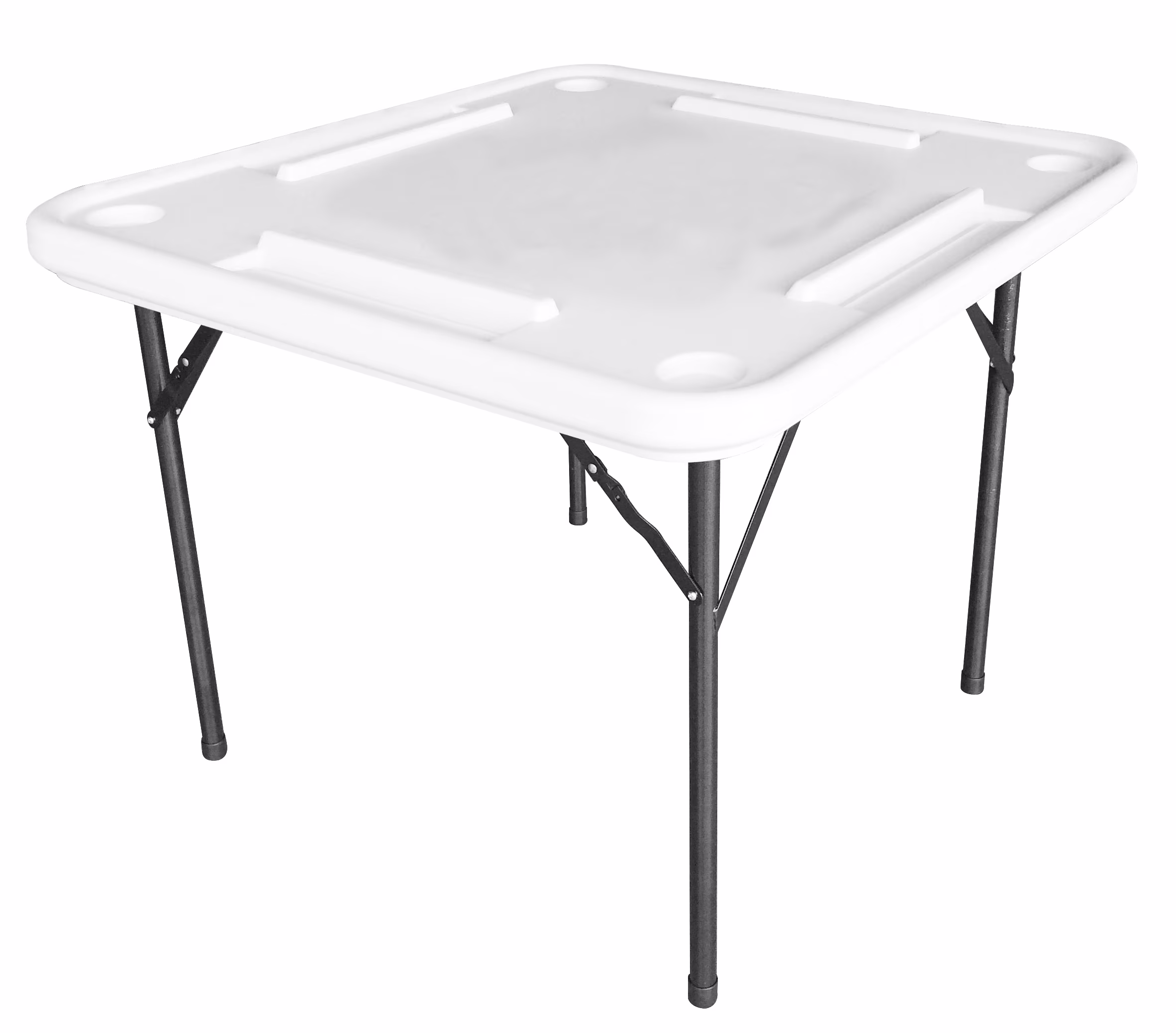 Bene Casa Foldable Domino Table with Built-In Drink Holders, 38?? x 38??, White