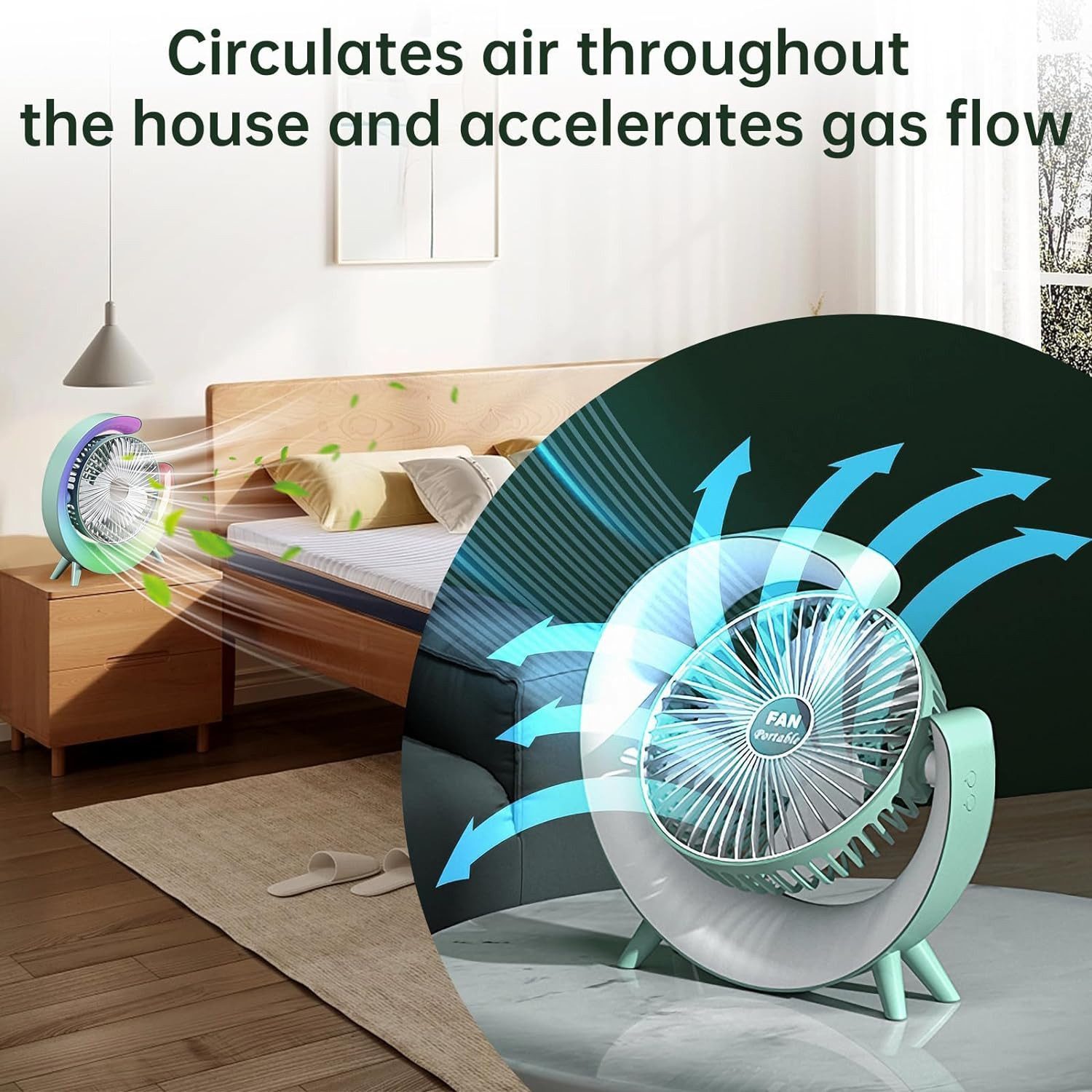 Akku-Standventilator Akku-Standventilator USB-C aufladbarer leiser Tischventilator