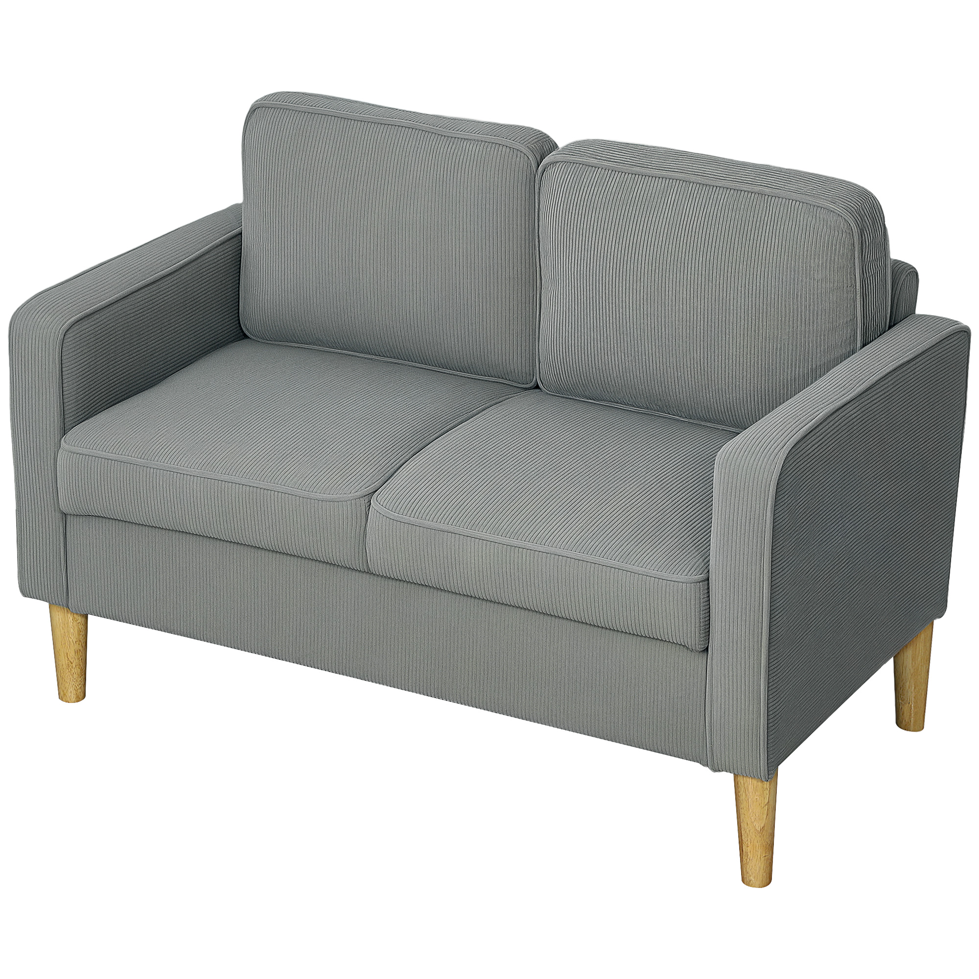 HOMCOM Zweisitzer-Sofa mit Stauraum und soliden Holzbeinen, für Wohnzimmer, Schlafzimmer, 117 x 63 x 79 cm, Hellgrau