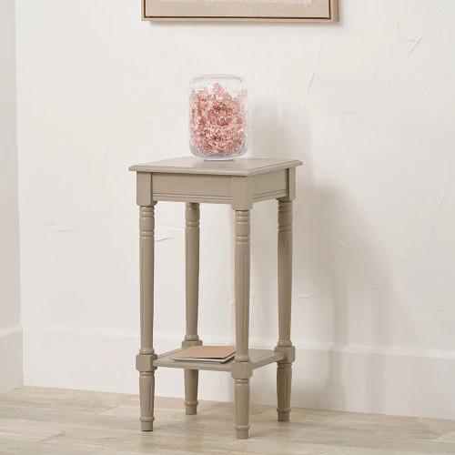 Square Painted Table with Shelf �C Putty