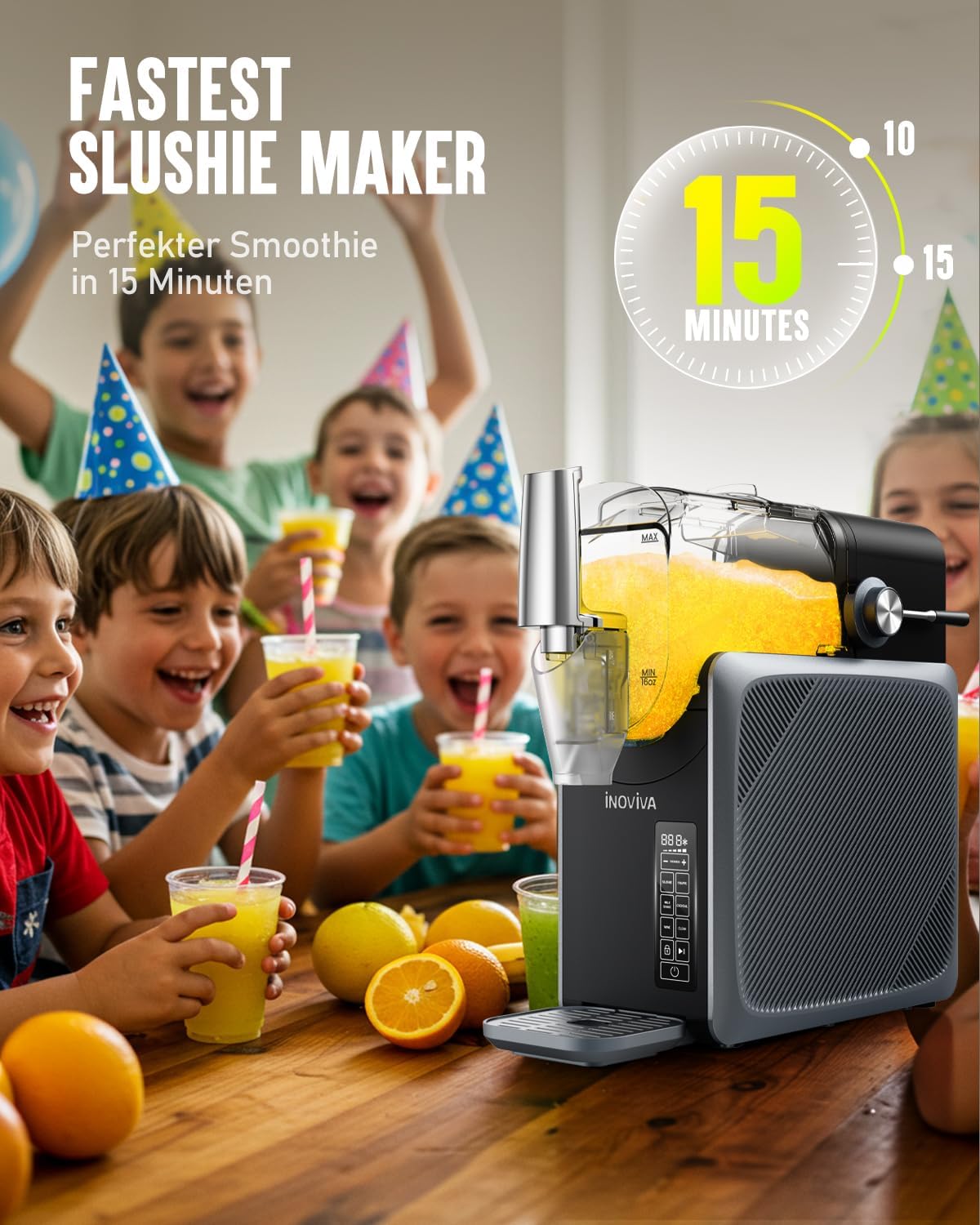 INOVIVA Slush Maschine 2.6L, kein Eis erforderlich, Slushie für Zuhause mit Selbstreinigung, 5 voreingestellte Modi, Slushies, Milchshakes, Frappés & Gefrorene Cocktails(Aktualisiertes)