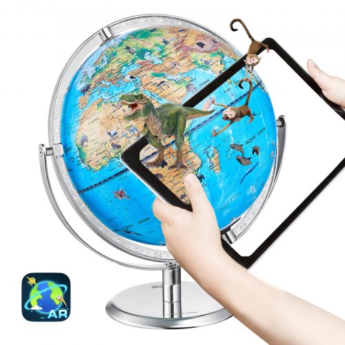 VEVOR Lernglobus 254 mm, interaktiver AR-Weltglobus mit AR Golden Globe APP, LED-Nachtbeleuchtung, 720°-Drehung, STEM-Spielzeuggeschenke für Kinder, kompatibel mit Android- oder iOS-Geräten (Sprache: Englisch)