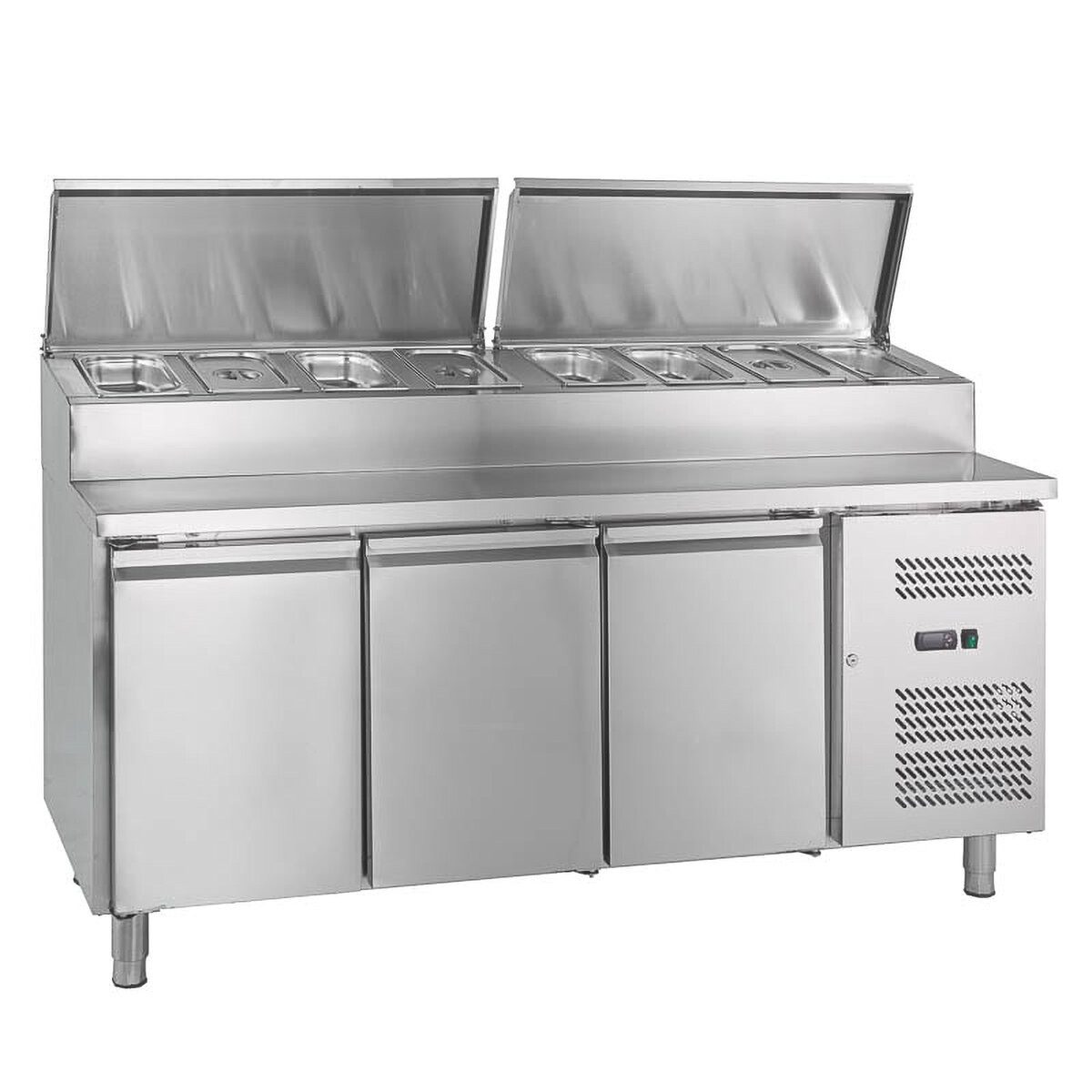 Dönergrill Belegstation 8x GN 1/3, 3 Türen, Edelstahl, Pizza, Döner, Gastro