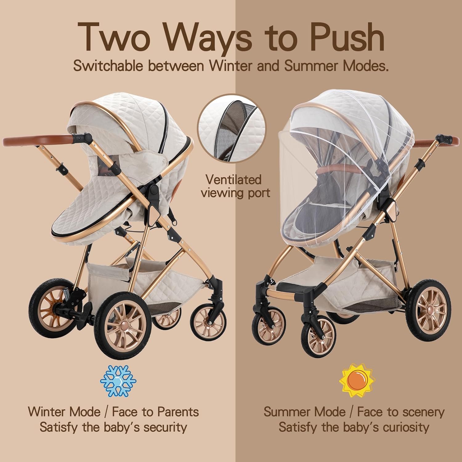 Gcarebb 3 in 1 Kinderwagen, Buggy Mit Auto Babyschale, Mit Höhenverstellbarer Kinderwagen Komplettset, KombiKinderwagen Mit Aluminiumrahmen für Neugeborene 0-4 Jahre