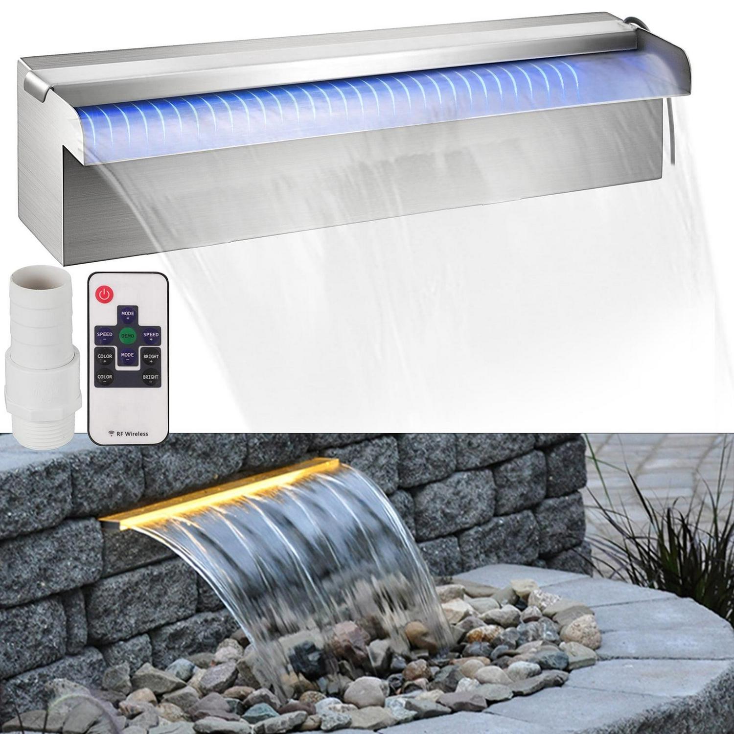 VEVOR Stainless Steel Pool Fountain with LED Light, 11.8&prime;&prime;x4.5&prime;&prime;x3.1&prime;&prime;, Durable SS 304, Color Changing, Easy Install
