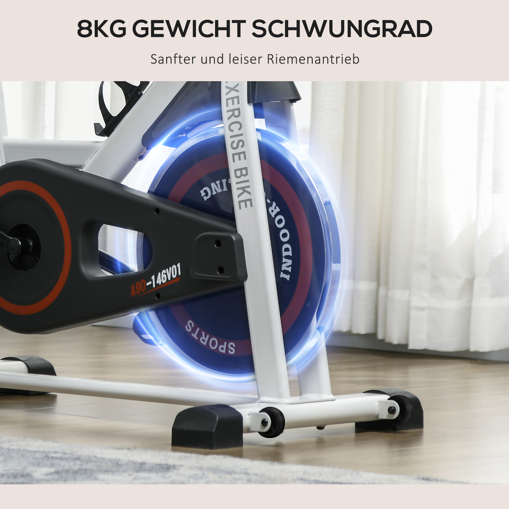 HOMCOM Ergometer, Verstelbare Weerstand, tot 120 kg, Staal, L103xB53xH100-114cm, Wit/Zwart