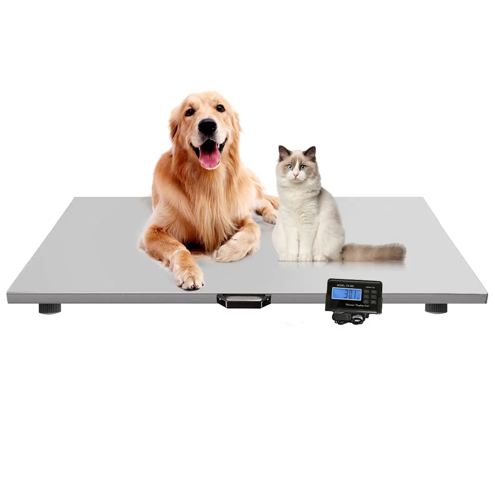 Digital livestock scale, electronic digital pet veterinary scale 1100 pounds x 0.2 pounds, large platform stainless steel postal transportation scale, suitable for large livestock (dogs, pigs, sheep)
